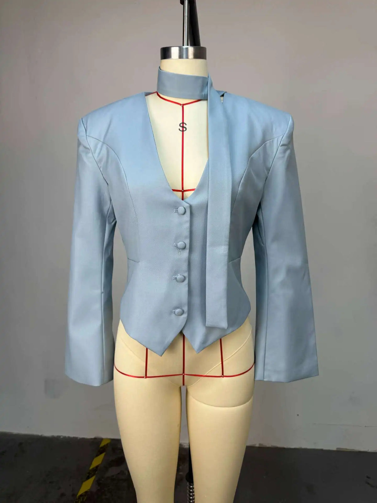Elegant V Neck Long Sleeve Blazer Jacket for Women