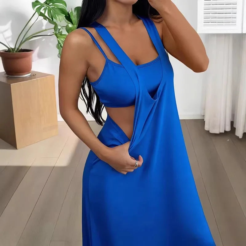 Sleeveless Backless Two Piece Maxi Dress Set for Women