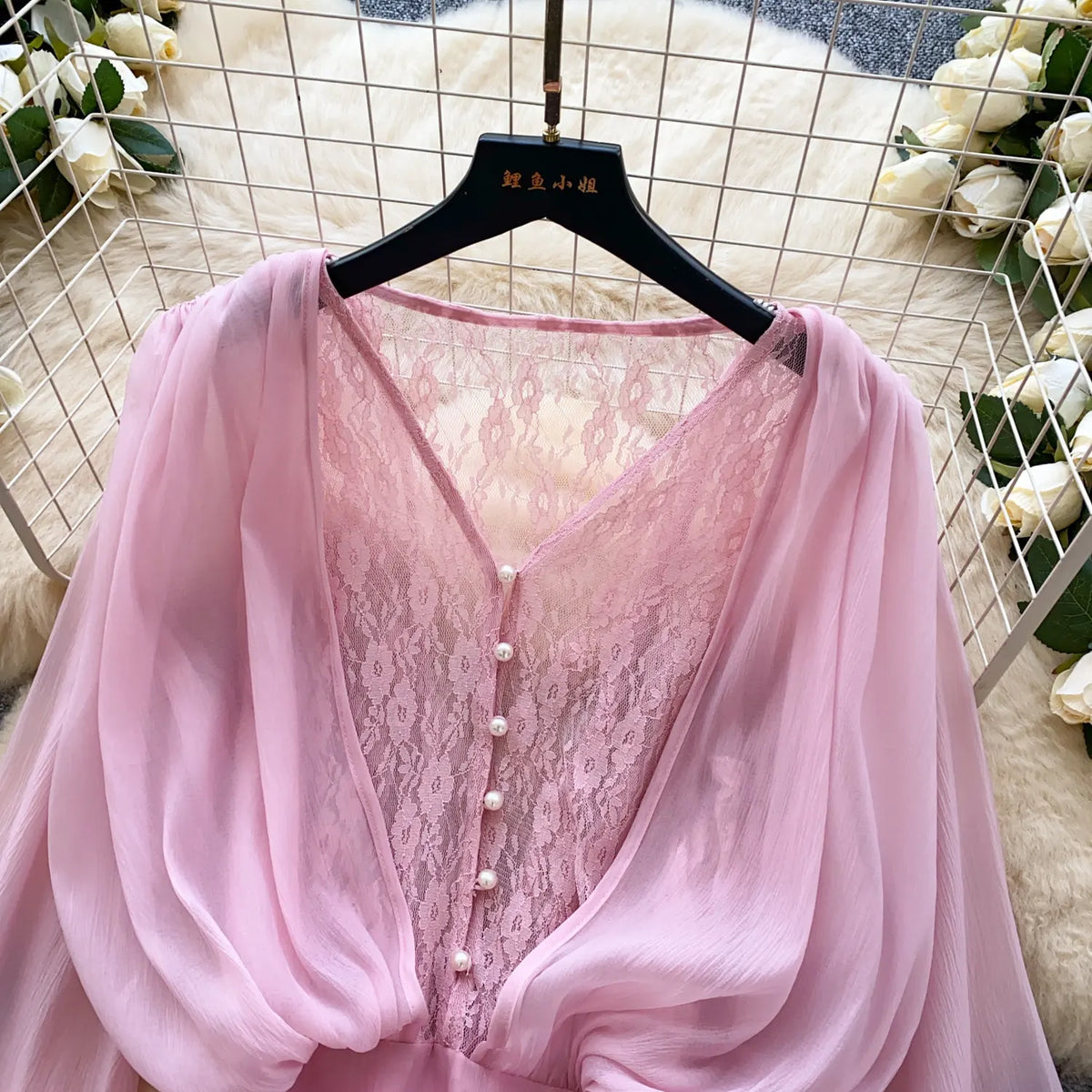 Lace Chiffon Mini Dress With Ruffles and Shorts for Women