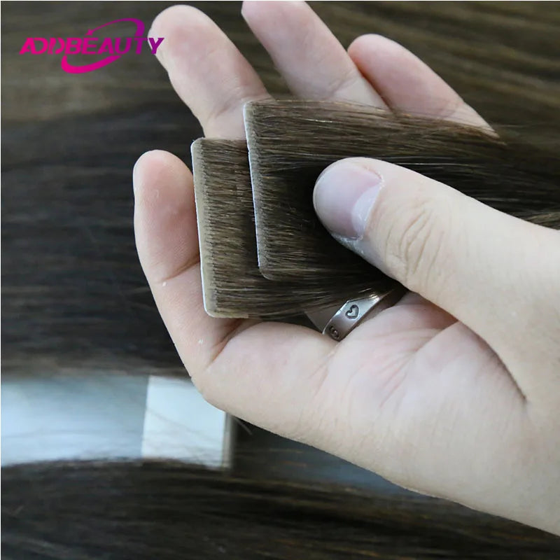 Straight Virgin Human Hair Tape In Extensions for Women