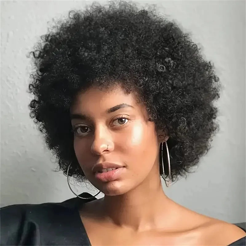 Afro Kinky Curly Wig for Women Brazilian Remy Human Hair Full Machine Made wig