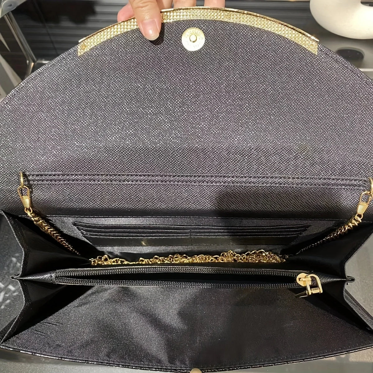Large Capacity Patent Leather Chain Clutch Bag for Women
