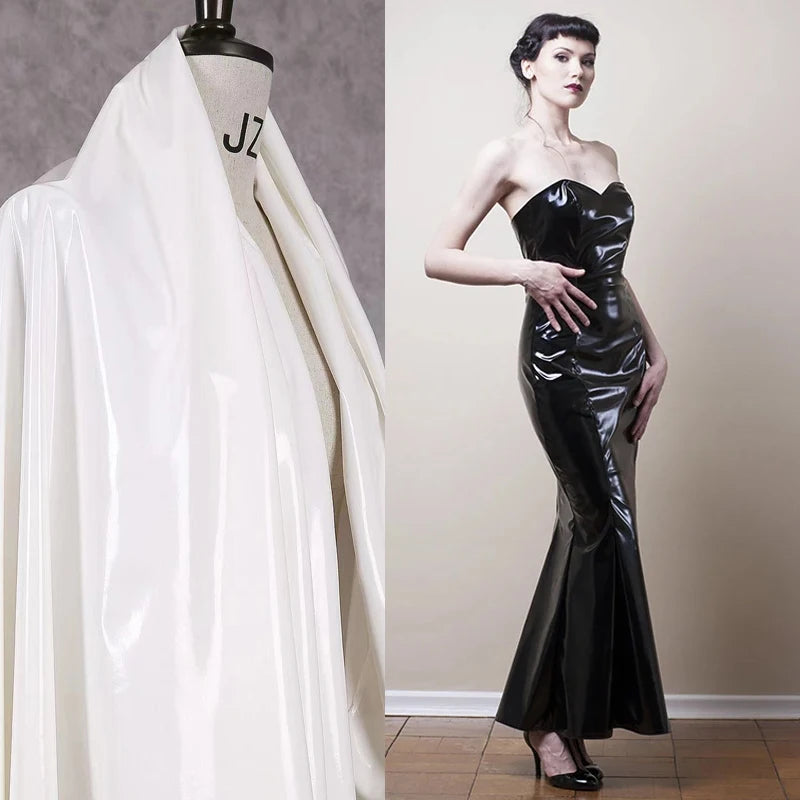 Strapless Black Mermaid Faux Leather Evening Gown for Women