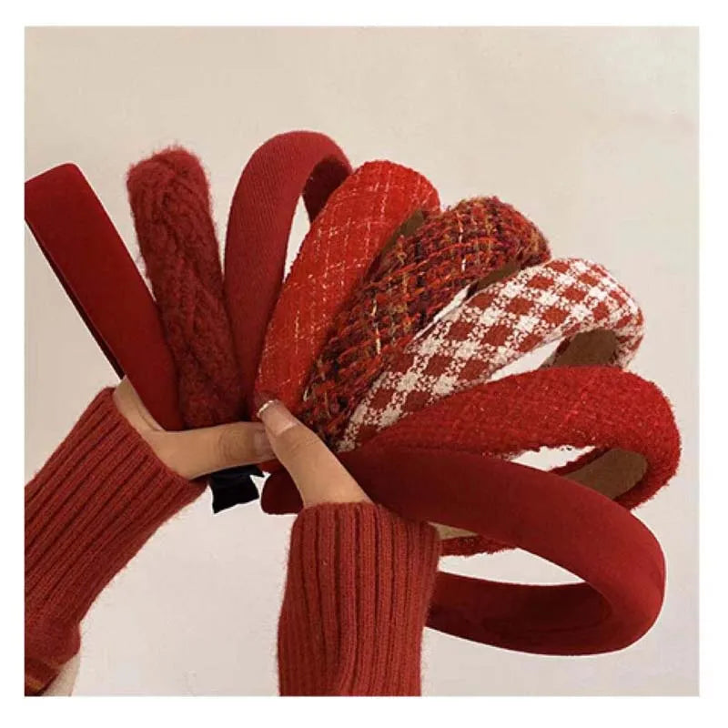 Vintage Red Velvet Padded Headband