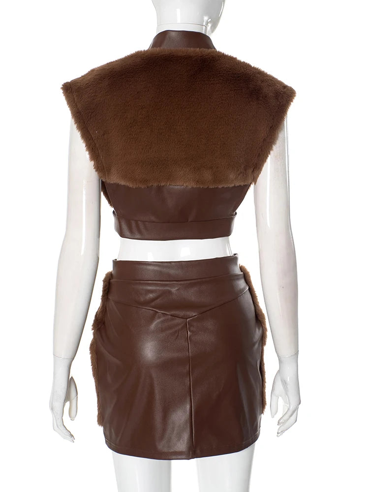 Urban Zip-Up Crop Tank Two-Piece Set for Women Streetwear Look