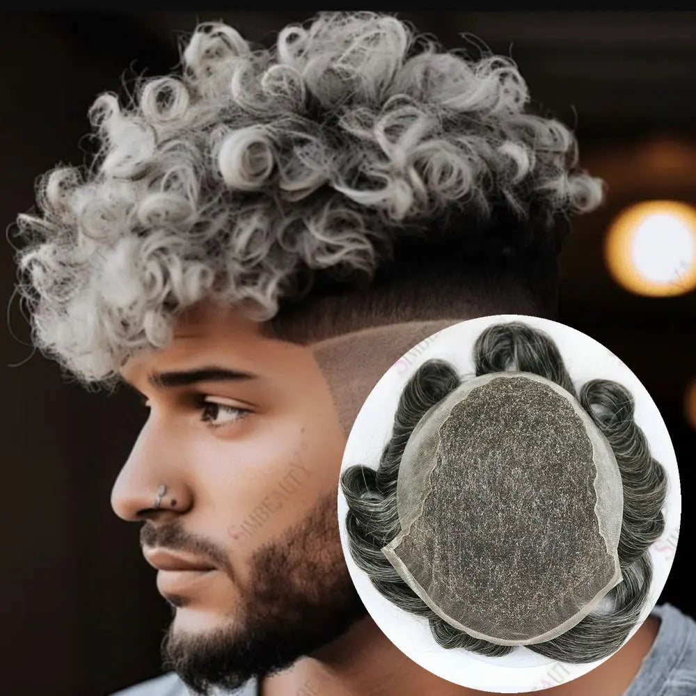 Curly Swiss Lace Front Hair Replacement Toupee for Women