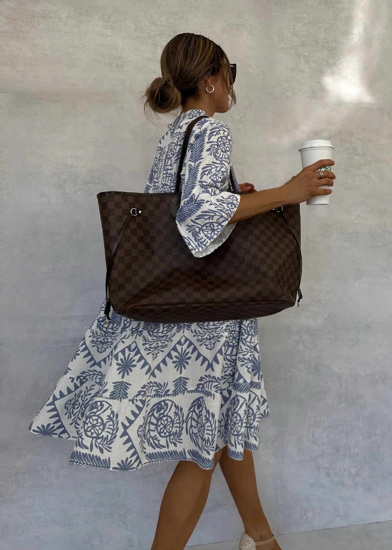 Casual Bohemian Print With V Neck Slit Dresses for Women