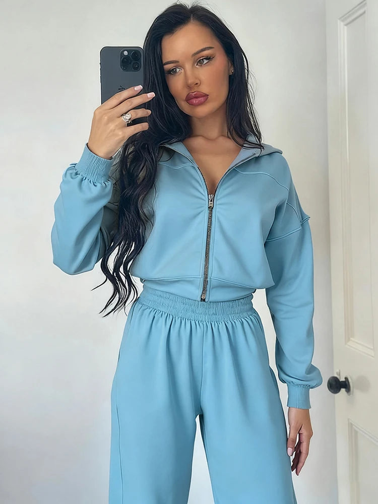 Cozy Woolen Hooded Pantsuit