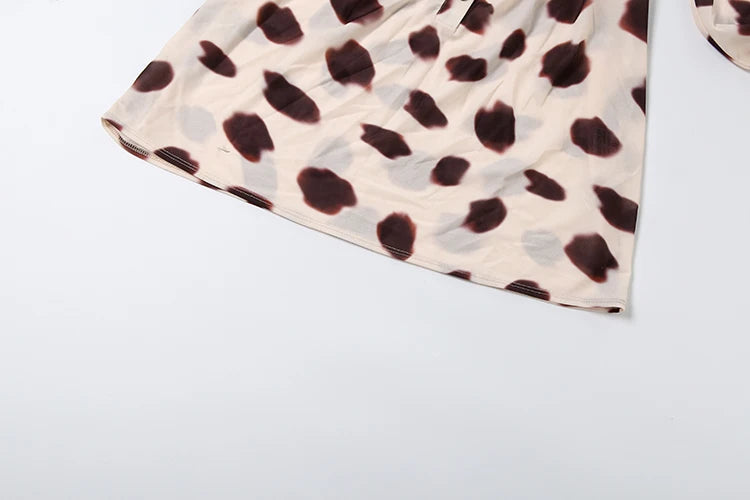 Full Sleeve Polka Dot Patchwork Bodycon Dress for Women
