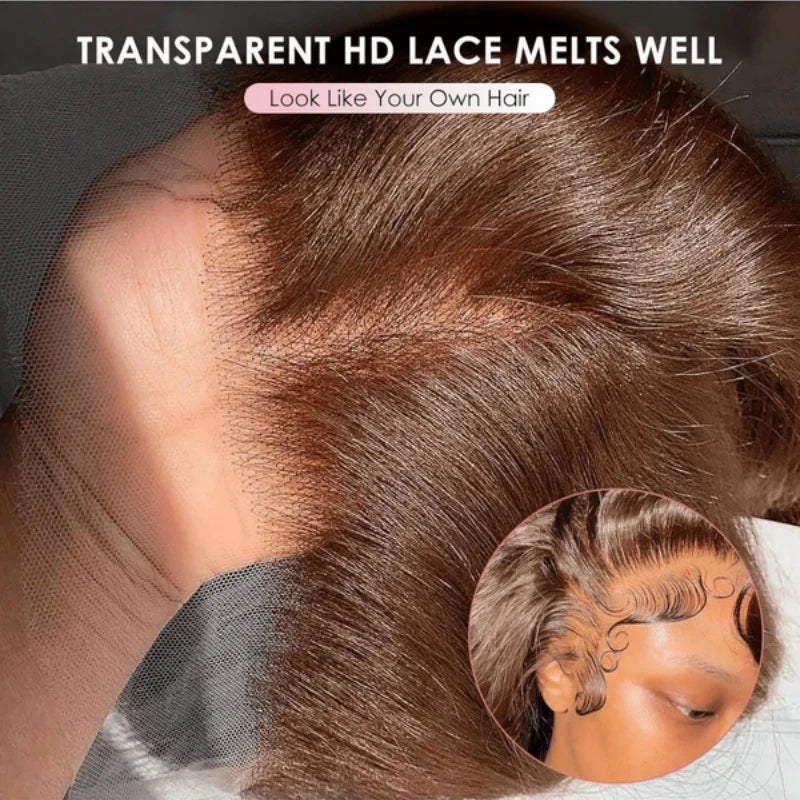 Chocolate Brown Straight Lace Front Human Hair Wig for Women