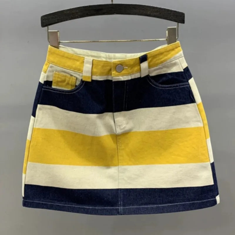 Floral Print High Waisted Denim Mini Skirt for Women