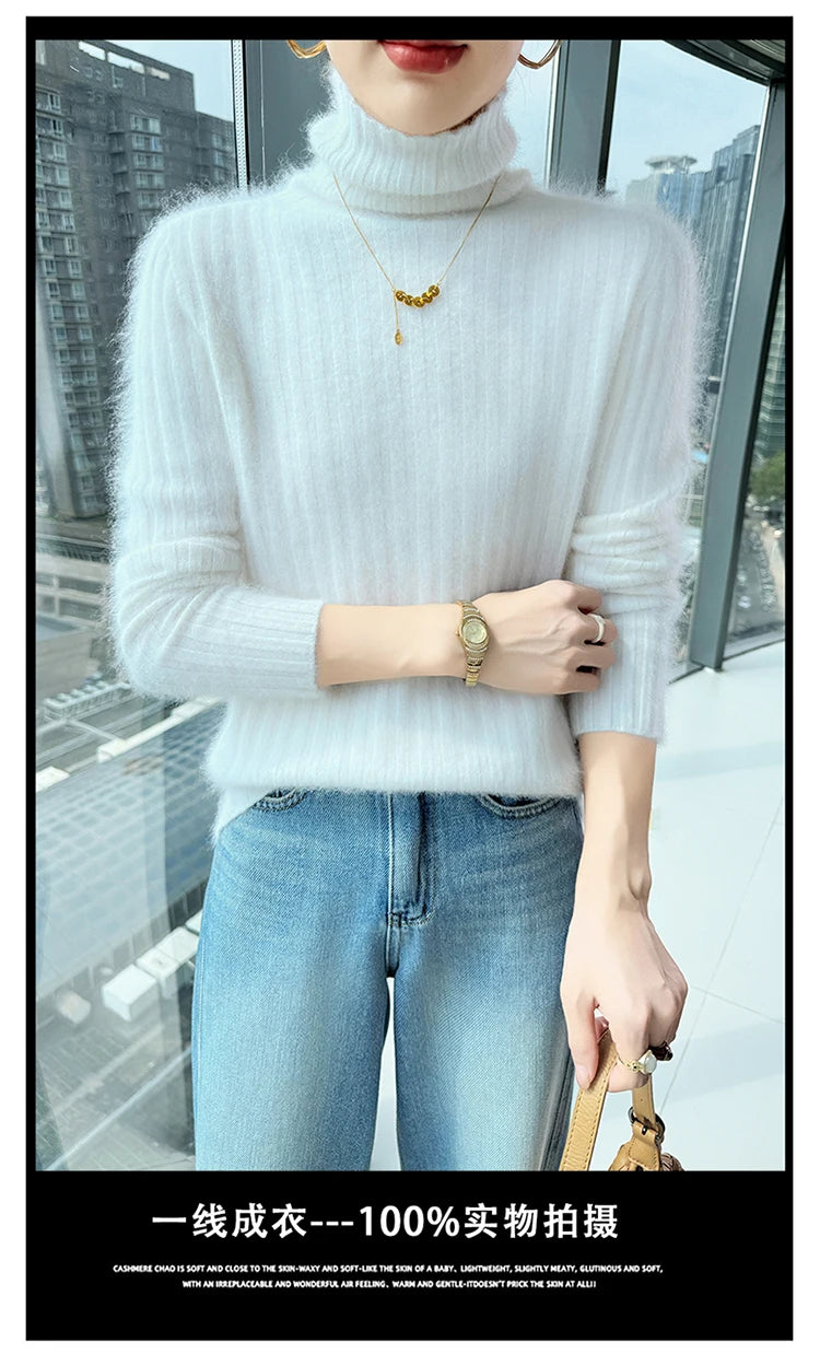 Warm Slim Fit Turtleneck Pullover Sweater for Women