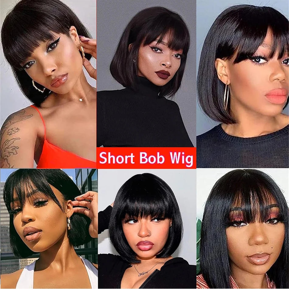 Straight Glueless HD Lace Bob Wig With Bangs for Women