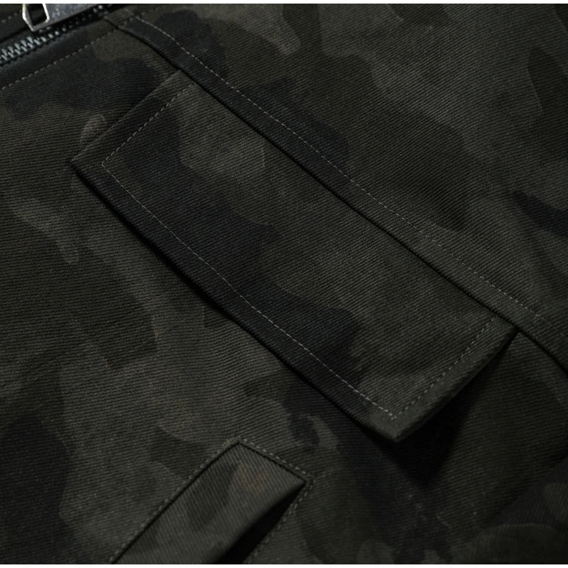 Y2K Camouflage Cropped Zip Jacket With Stand Collar for Women