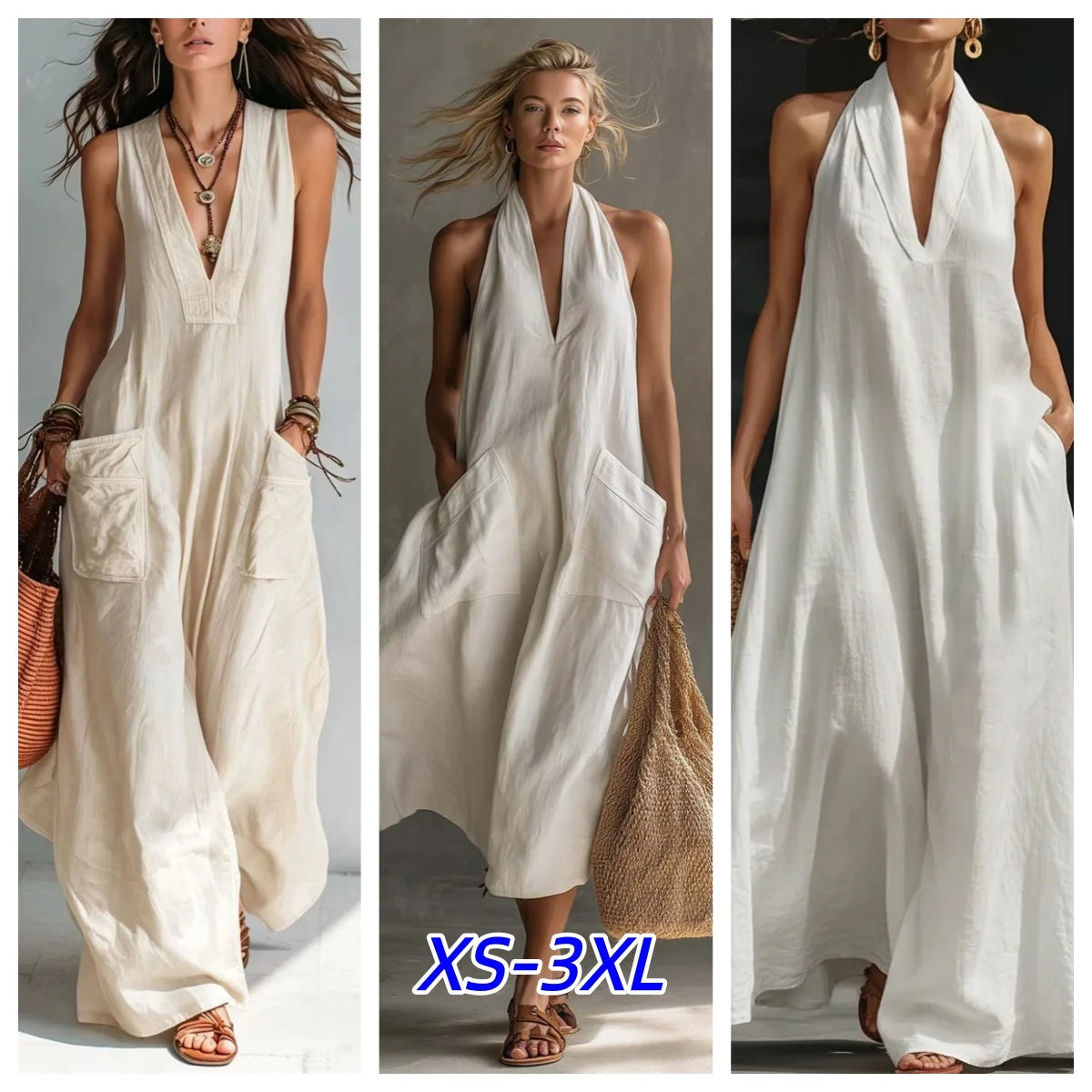 Sleeveless V Neck Loose Wide Leg Casual Jumpsuit For Women
