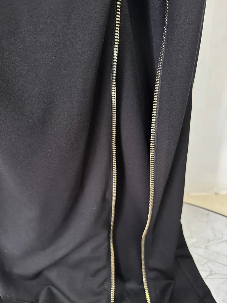 HIGH STREET Newest 2026 Designer Vestido Women's Sleeveless Zipper Slit Elastic Maxi Long Dress