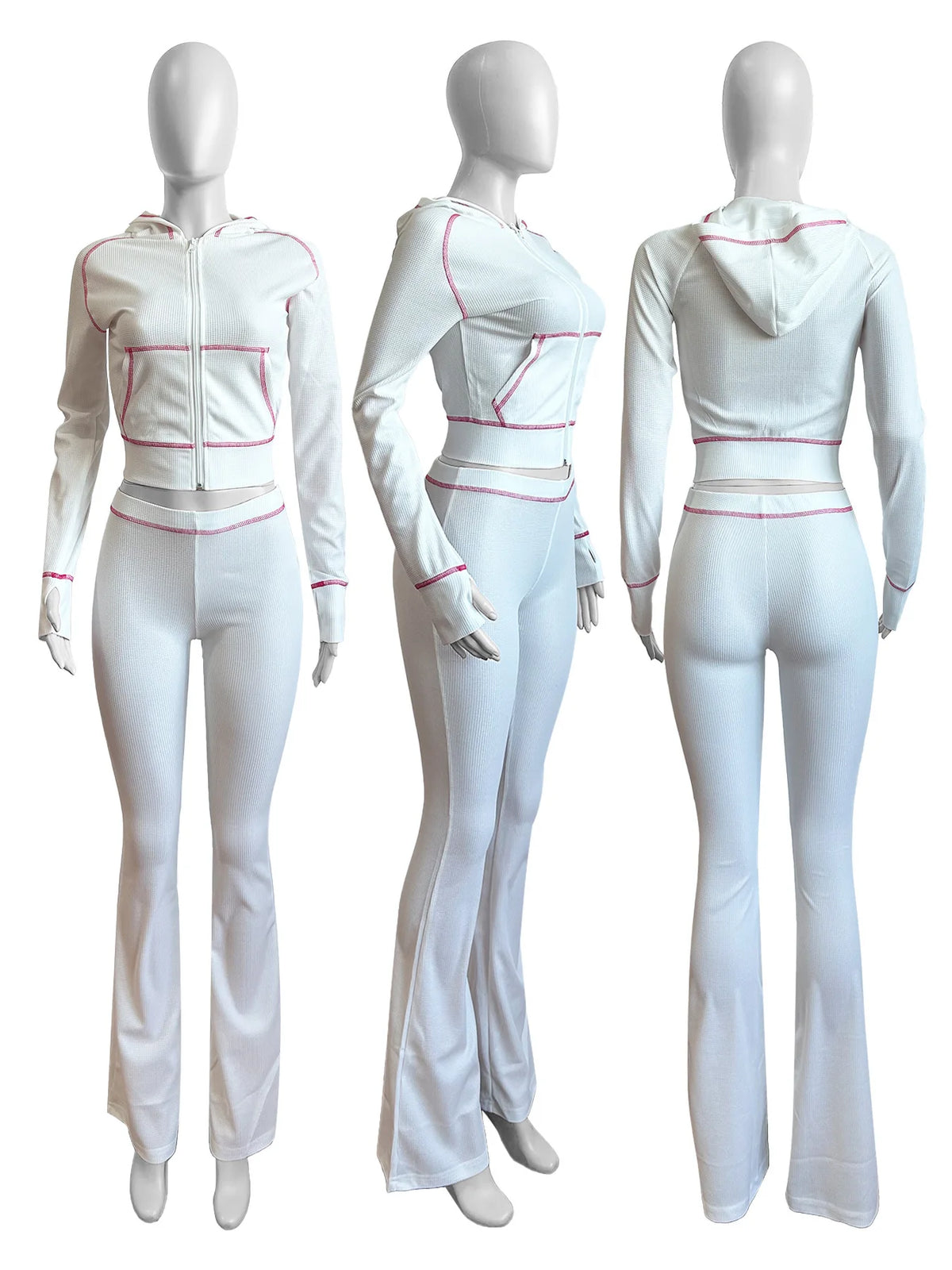 Hooded Long Sleeve Two Piece Matching Pants Set for Women
