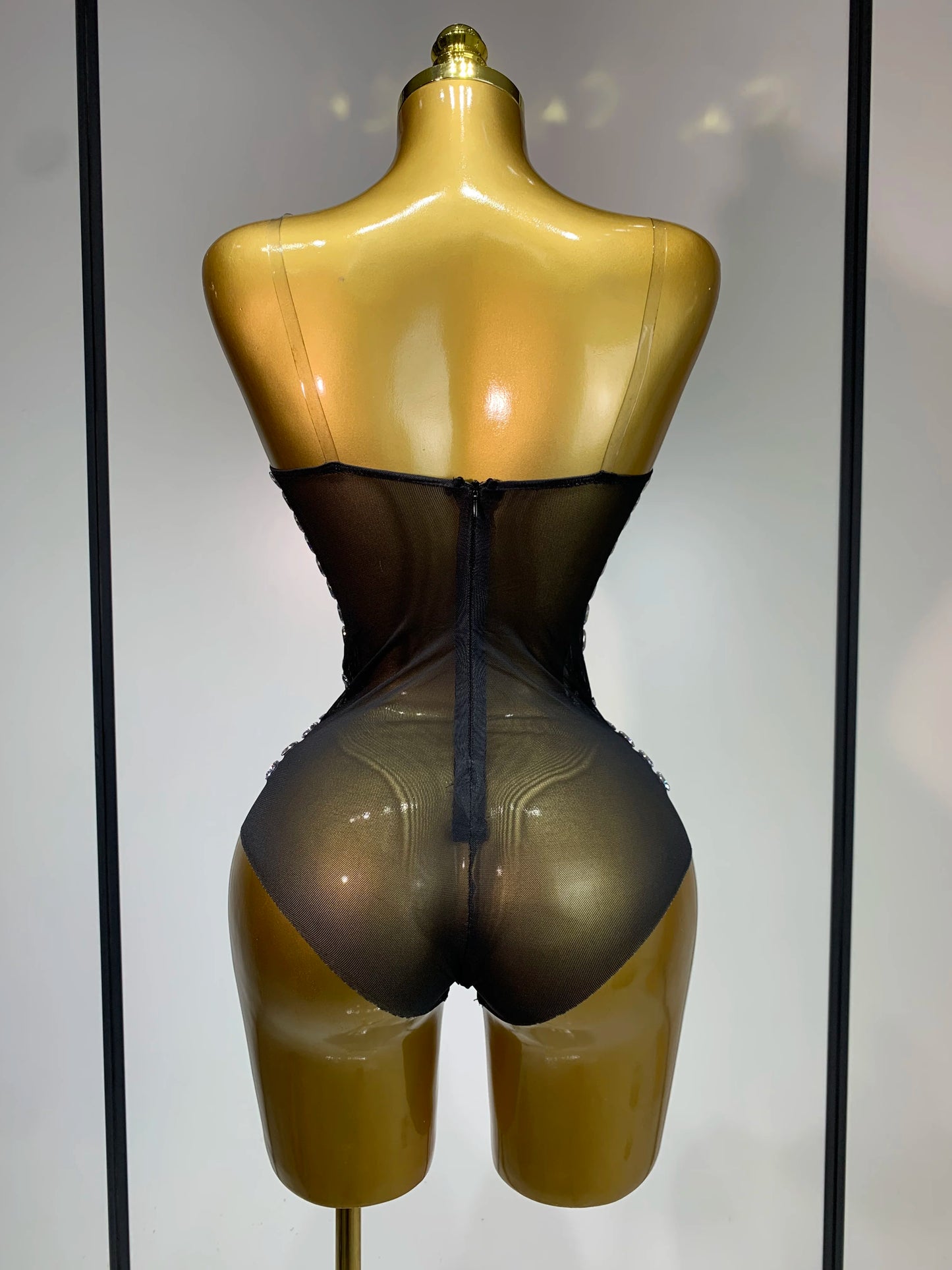 Women Sexy Strapless Rhinestone bodysuit Skirt Three Piece Set Celebrity Elegant Evening Party Birthday Dresses Stage Costume