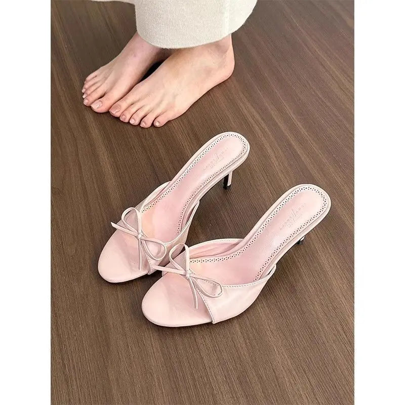Satin Butterfly Knot Heel Slides