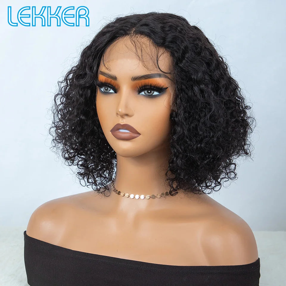 Short Afro Kinky Curly Lace Front Bob Wig for Women