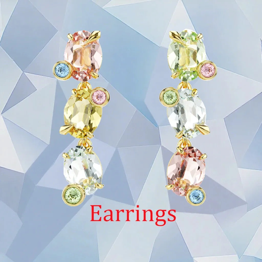 Gold Plated Zirconia Crystal Pendant Set for Women