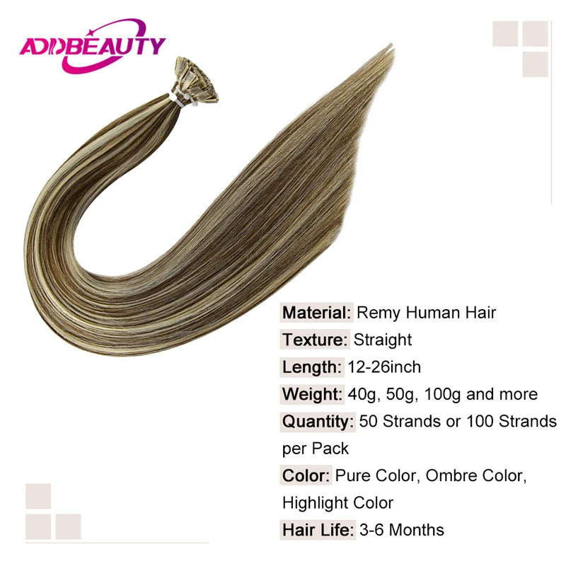 Straight Keratin Fusion Human Hair Extensions for Women