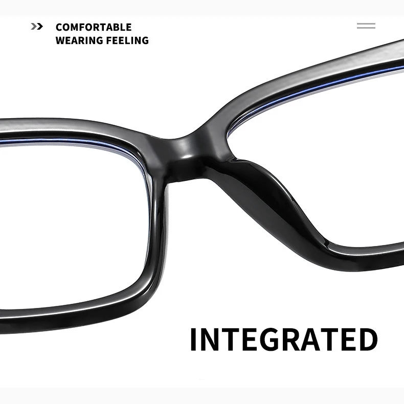 Vintage Black Floral Square Reading Glasses With Blue Light Filter for Women