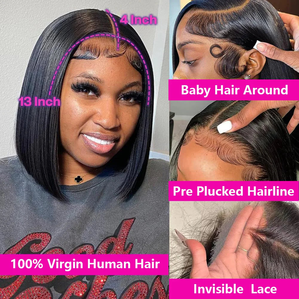 Straight Bob Human Hair Lace Front Wig