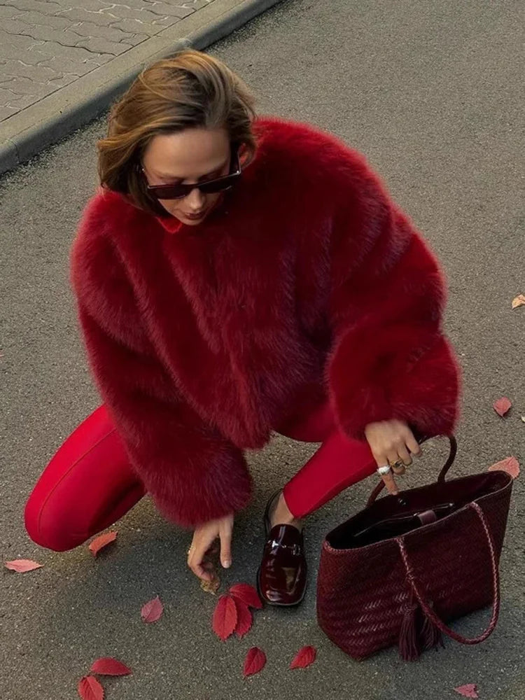 Hooded Faux Fur Coat