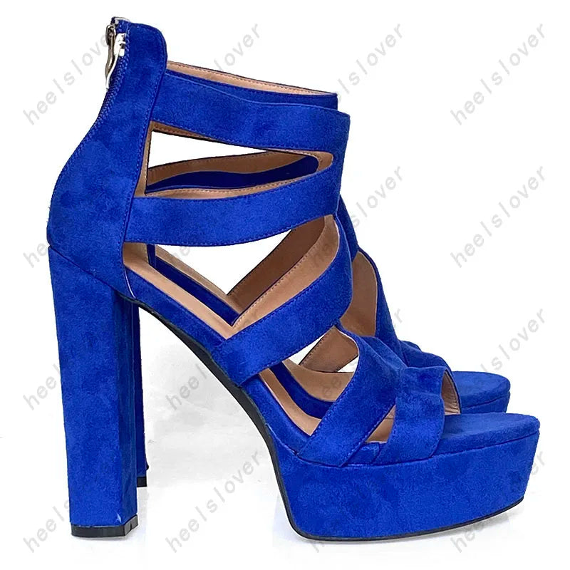Open Toe Platform Sandals With Square Heel For Women