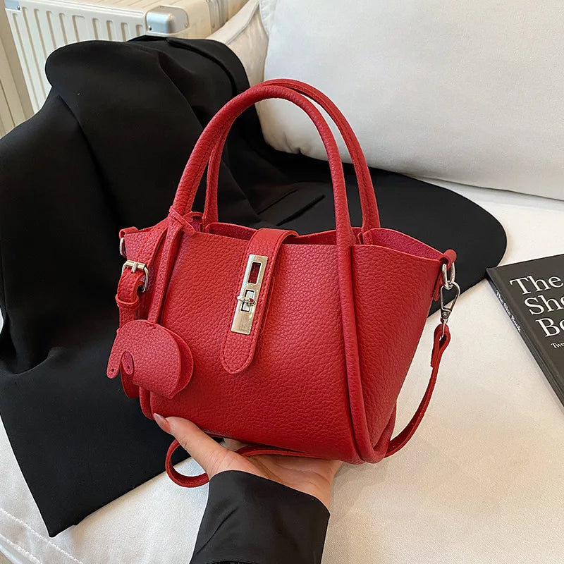 Fashion Design Women Bucket Bag Brand Trendy Basket Bag Versatile Simple Solid Color Texture Women's Bag Shoulder Crossbody Bag