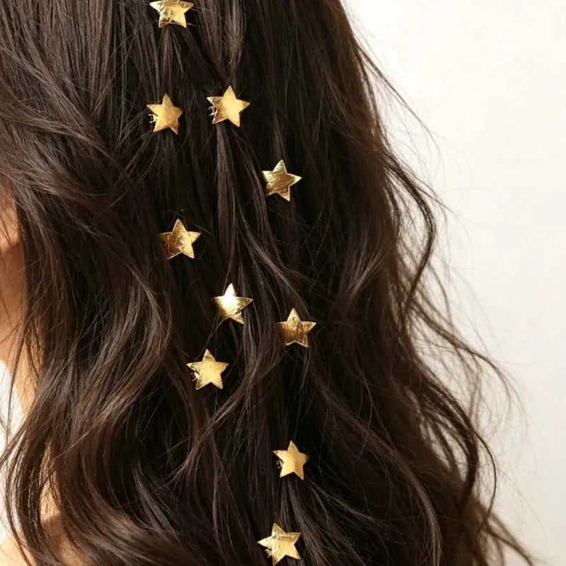 Textured Gold Star Hair Clips