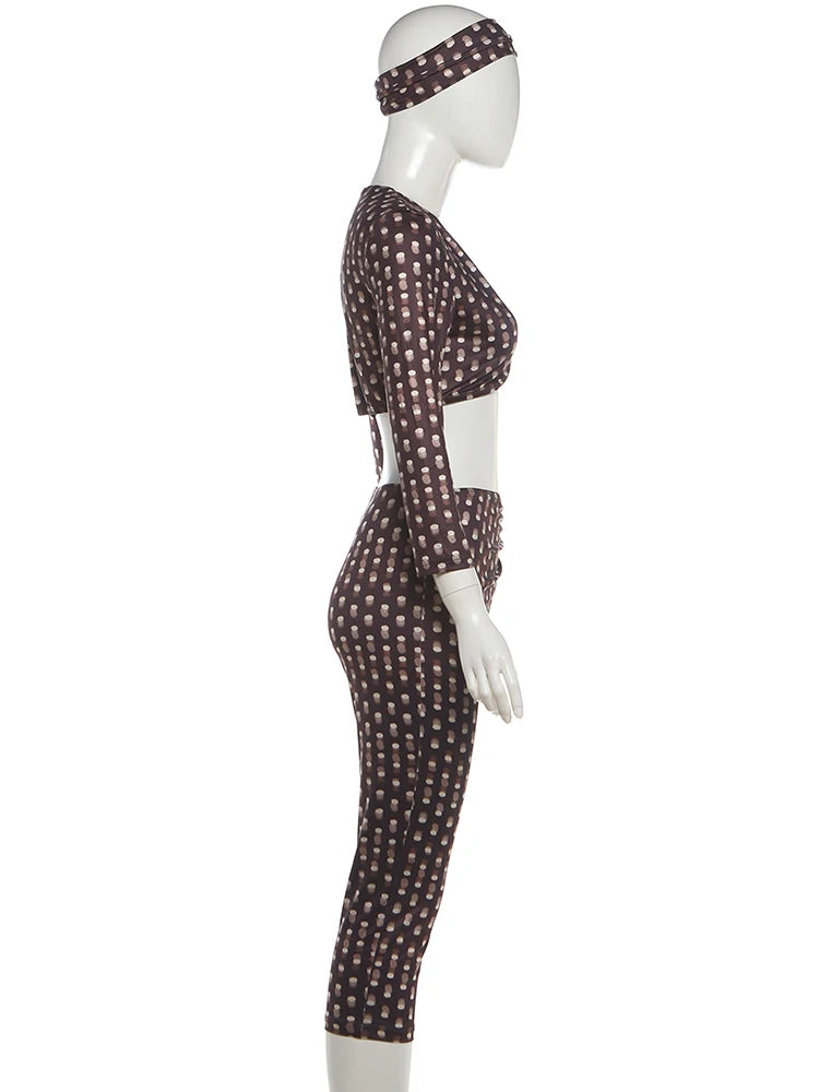 Polka Dot Three Piece Streetwear Outfit Set for Women