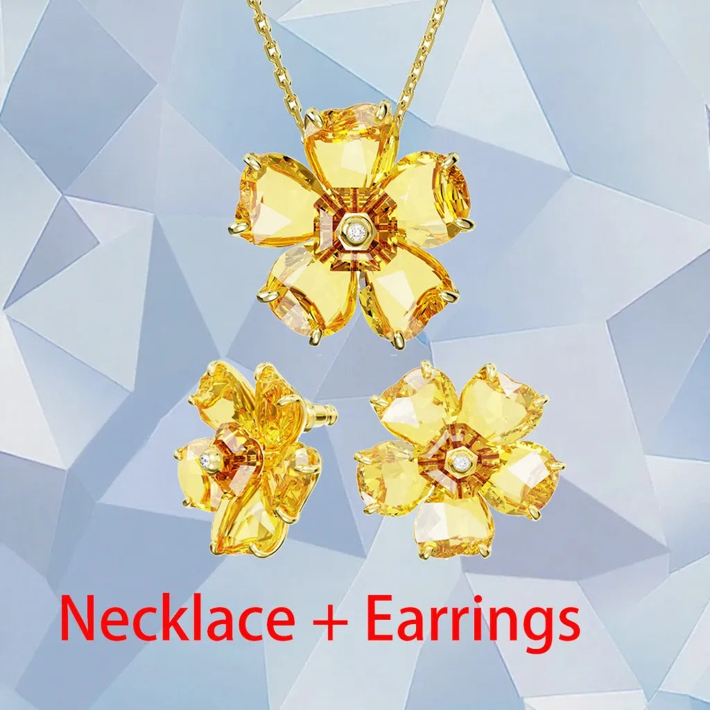 Gold Plated Zirconia Crystal Pendant Set for Women