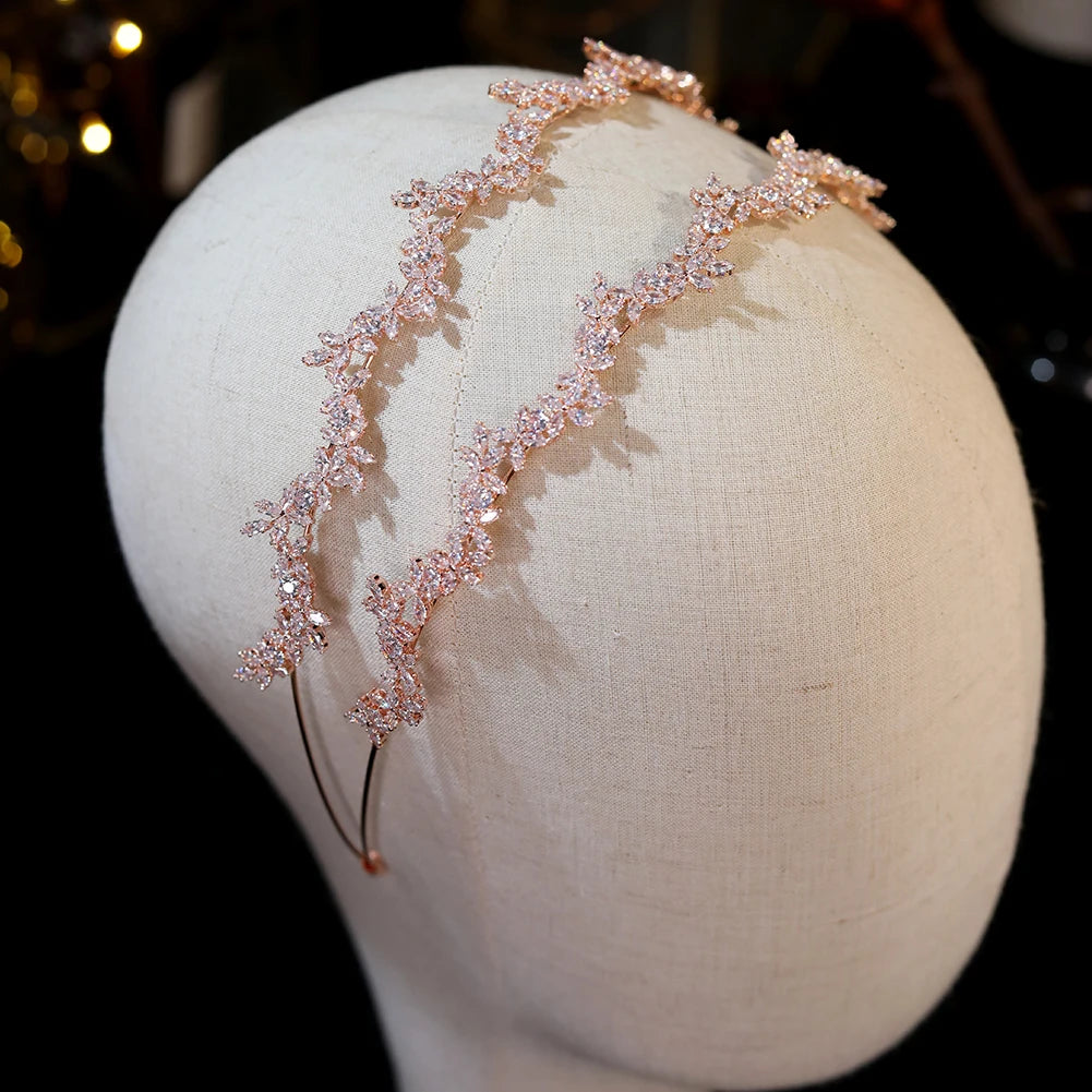Dazzling Rose Gold Bridal Crown Headpiece For Women