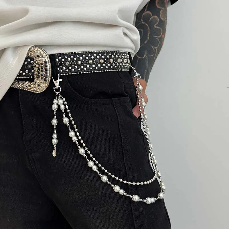 Pearl Beaded Jeans Waist Chain