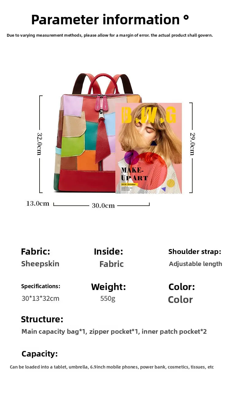 Large Capacity Internal Backpack Fashion Color Splicing Irregular Backpacks Outdoor Daily Handbag Casual Female Bag