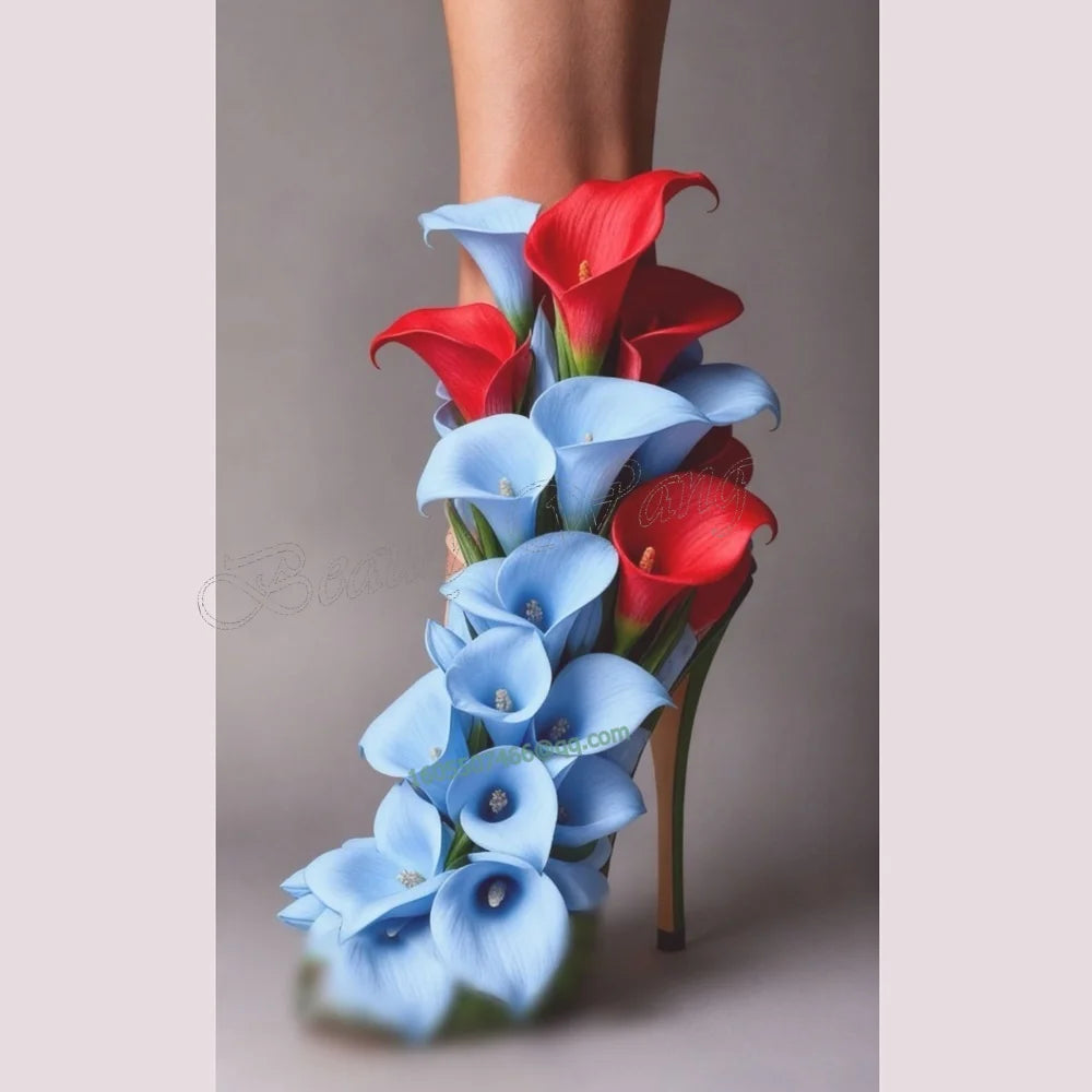 Colorful Floral Embellished High Heel Sandals for Women
