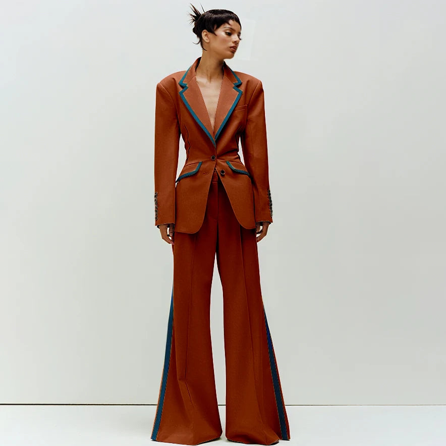 Tailored Notched Collar Two Piece Suit Set For Women