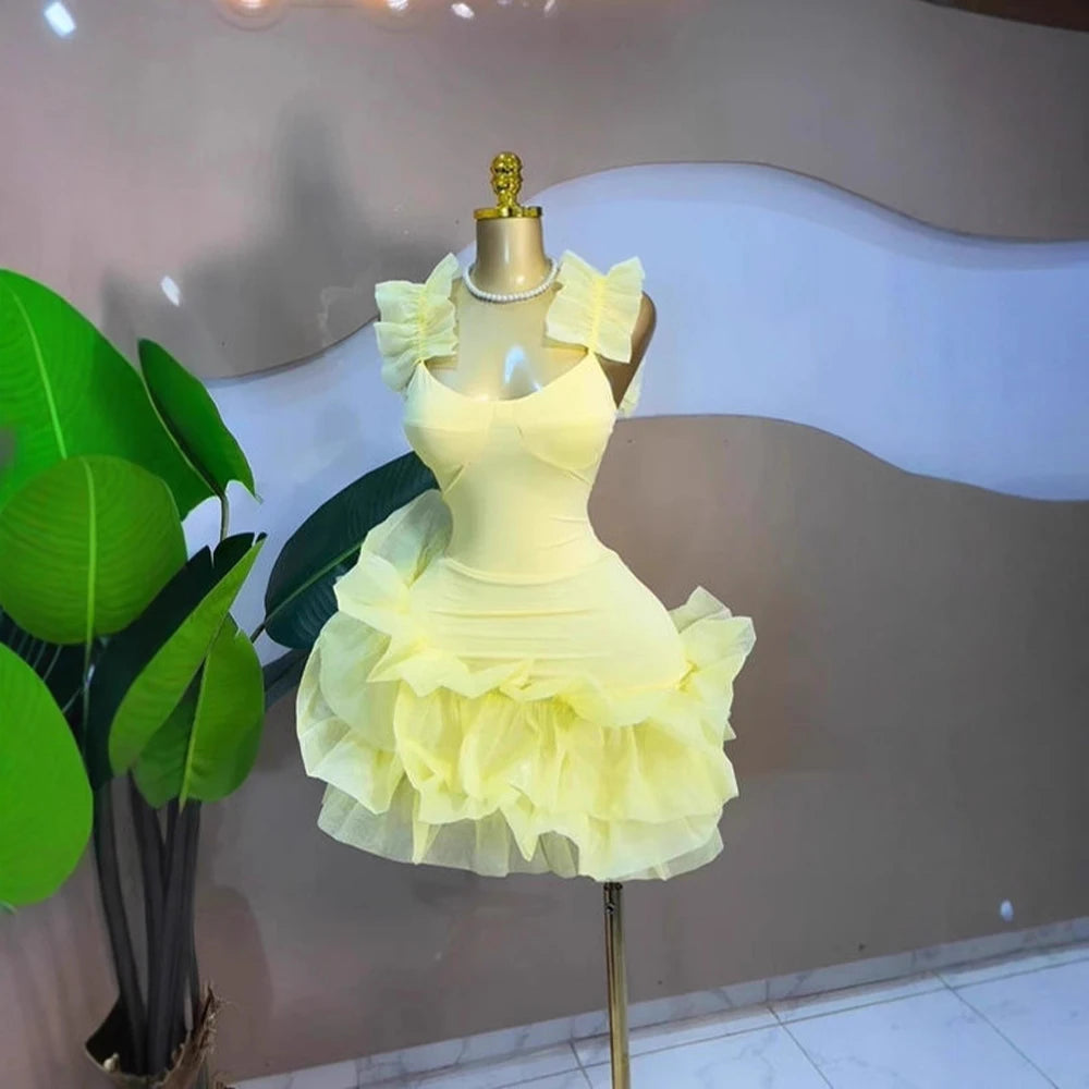 Elegant Ruffled Hem Sleeveless Mini Dress for Women