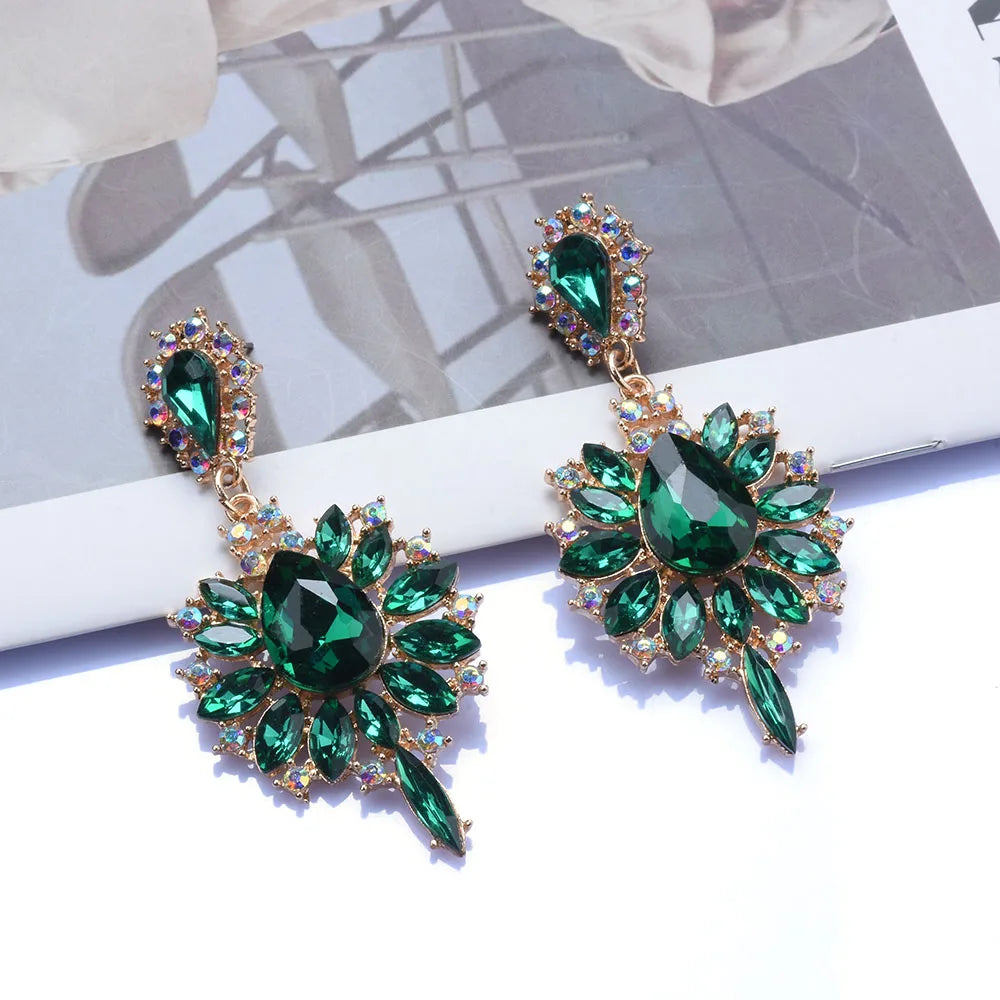 Green Crystal Open Collar Choker Necklace for Women