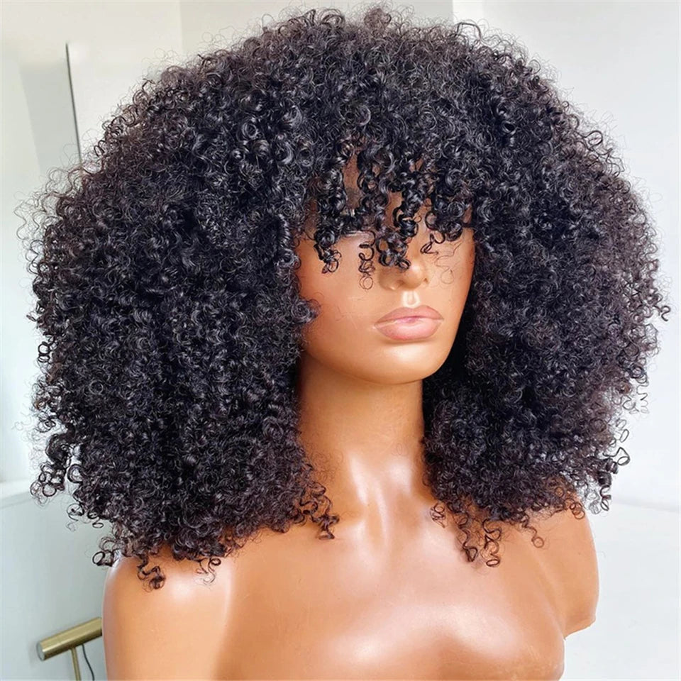 Highlight Blonde Short Curly Bob Wig With Bangs for Women