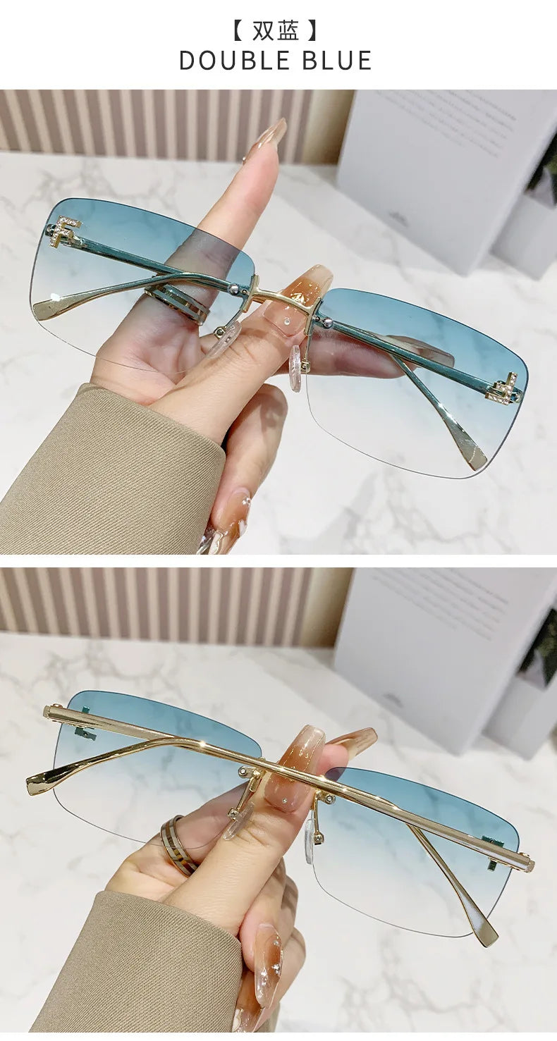 Rimless Square Fashion Sunglasses