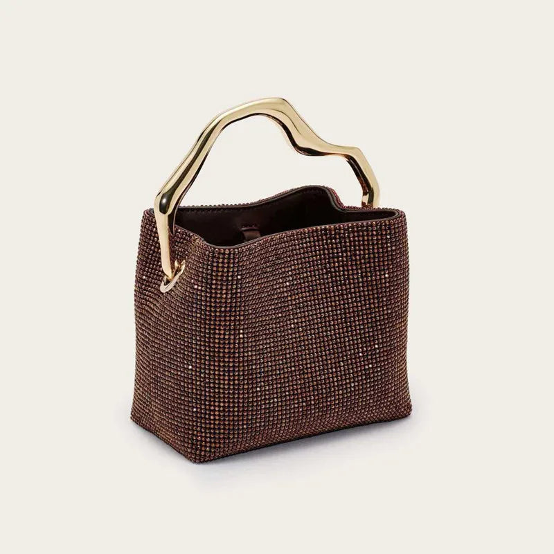 Embellished Metal Handle Evening Clutch
