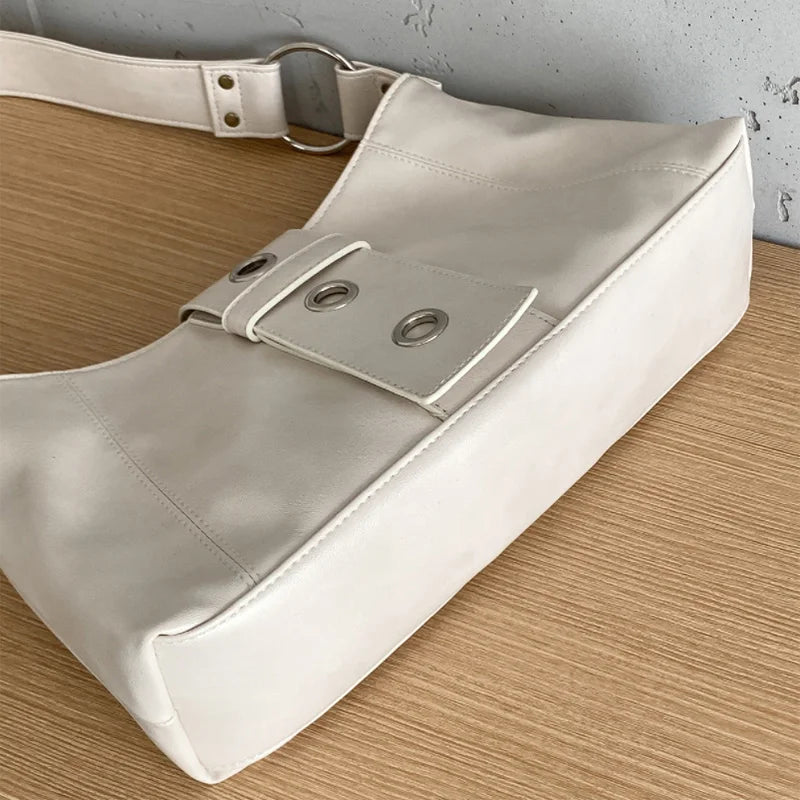 Women's Rivet Y2k Shoulder Bag Retro Small Bag Hot Girl Wilderness Style Retro Leather Fashion Versatile Shoulder Armpit Bag