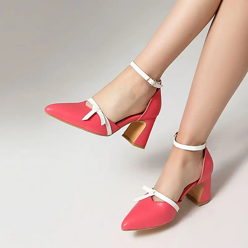 Pointed Toe Buckle Strap Bowknot Sandals for Women