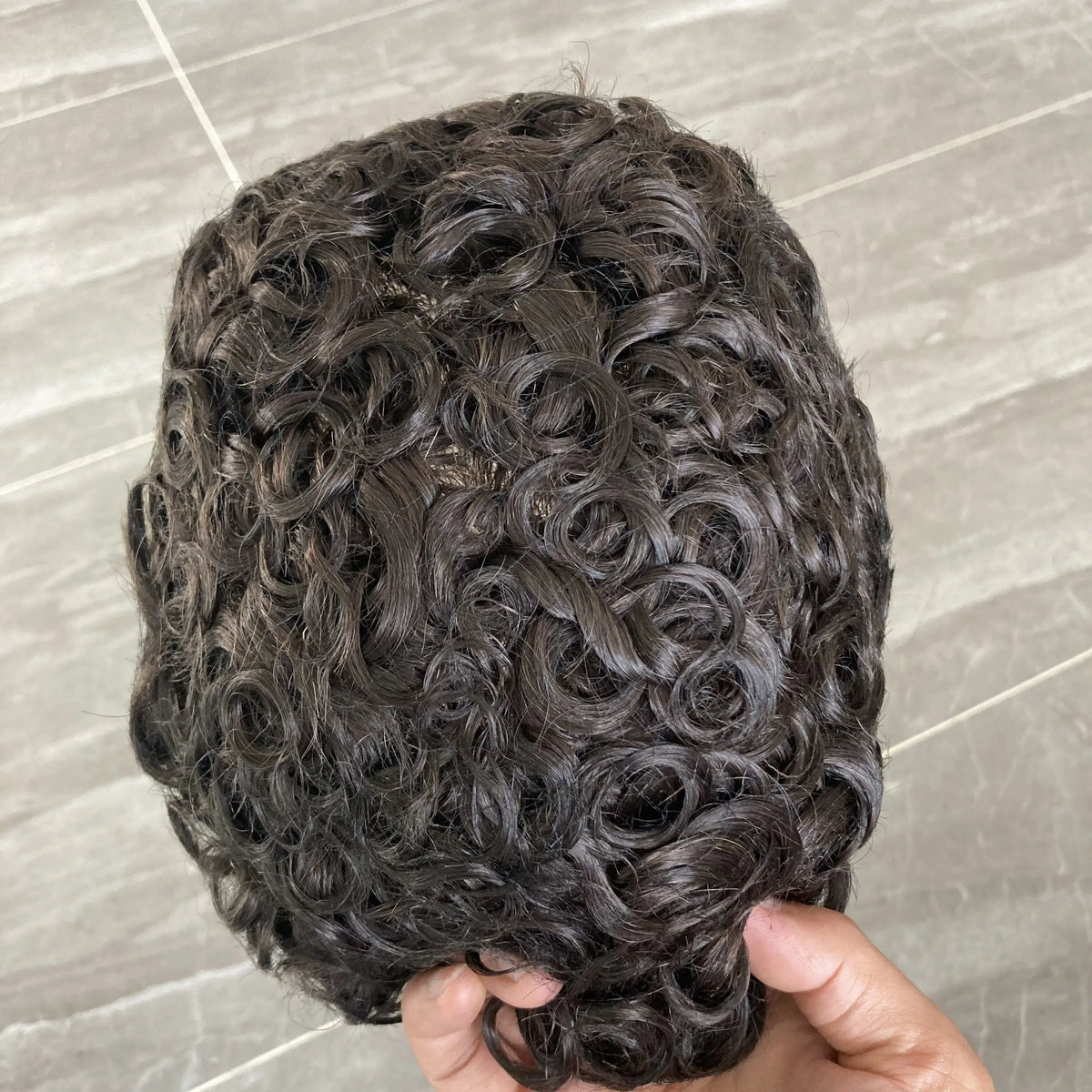 Curly Blonde Human Hair Toupee With Natural Hairline for Women