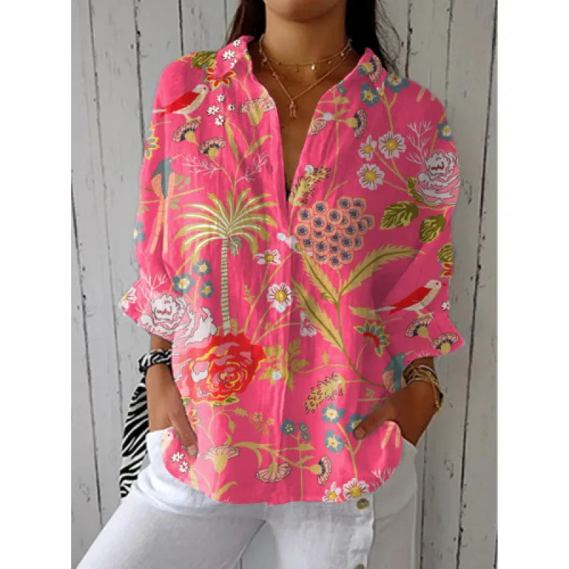Ditsy Floral Oversized Dropped Shoulder Blouse for Women