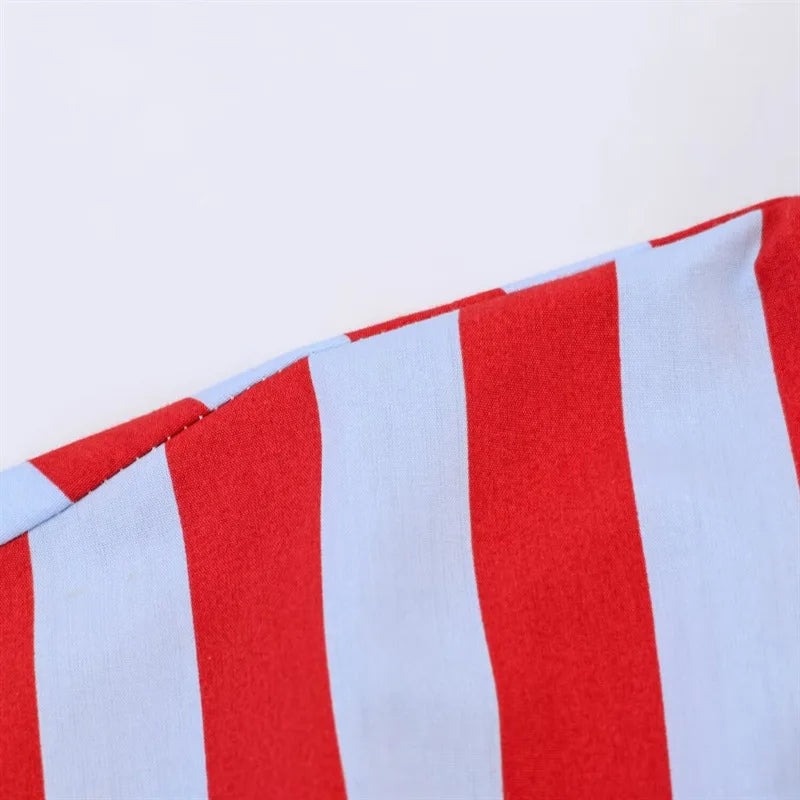 Chic Striped Sleeveless Bow Tie Collar Blouse for Women