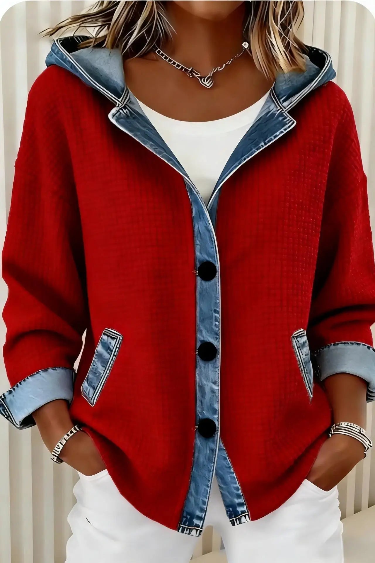 Plaid Oversized Cardigan Loose Cozy Flannel Hooded Cardigan Vintage European Chunky Knit Cardigan Button Front Warm Hoodie